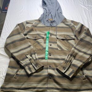 Quicksilver Striped Men's Jacket with Hood Size XL & Med button-up